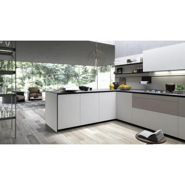 Melamine, High Gloss Lacquer, PVC, Solid Wood Kitchen Cabinet